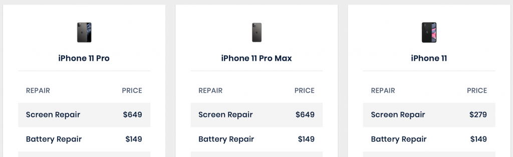 iPhone 11 repair prices