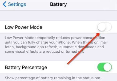Turn On iPhone Battery Low Power Mode