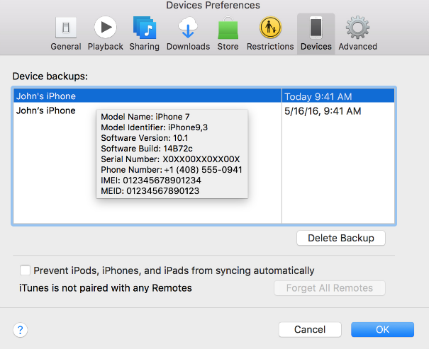 Delete iTunes Backup On Your Device