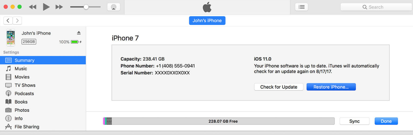 iPhone Reset Using iTunes